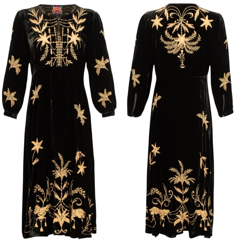 Johnny Was Palmira Velvet Effortless Midi Dress Nwt